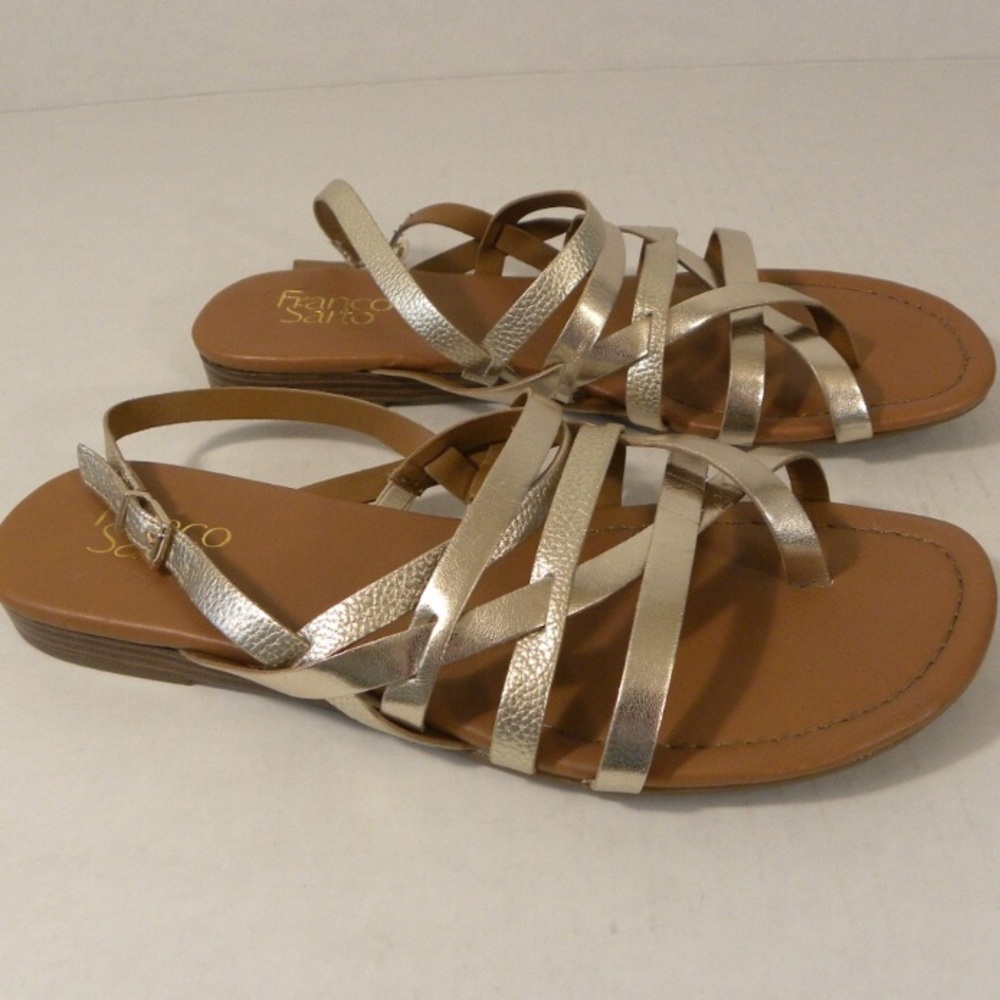 New Franco Sarto Gilligan Gold Gladiator Sandals